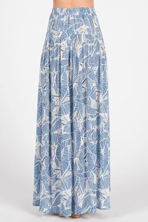 Frosted Petals High-Low Smocked Waist Maxi Skirt