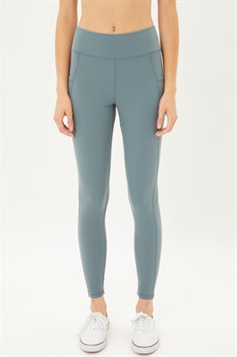 Street Chic High Waisted Soft Legging With Pockets In Deep Sage