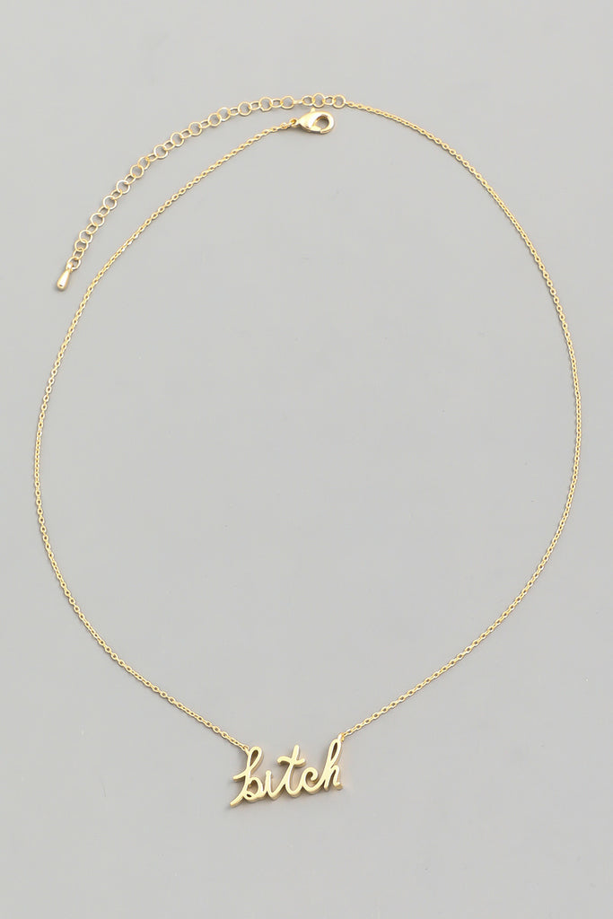 Bitch Cursive Dainty Necklace in Gold