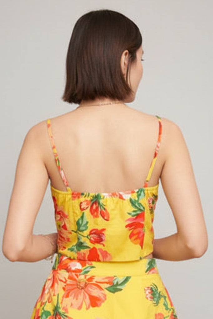 Golden Hibiscus Bustier Top