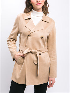 Booked + Busy Tie-Waist Coat in Khaki
