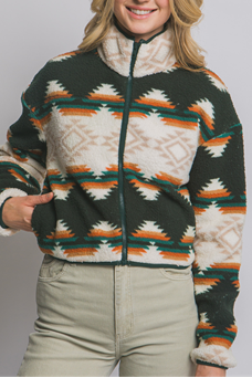 Cozy Pine Sherpa Zip Up