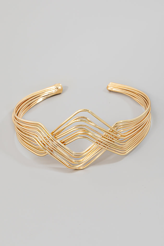 Double Triangle Wire Layered Bracelet (Gold/Silver)