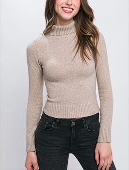 Louise Semi Crop Turtle Neck in Oatmeal