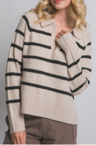 Soft Haven Collared Sweater Top
