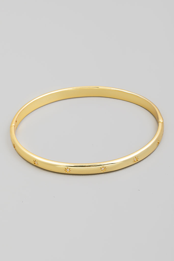 Stargazer With Jewel Accents Bangle With Clasp Closure In Gold