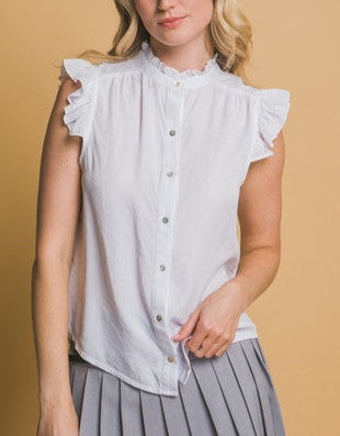 Frill & Whimsy Ruffle Button Up Sleeveless Top (Assorted)