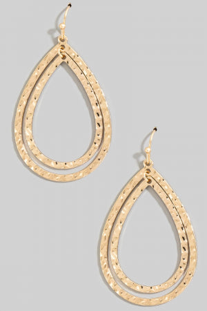 Double Hammered Teardrop Dangle Earring