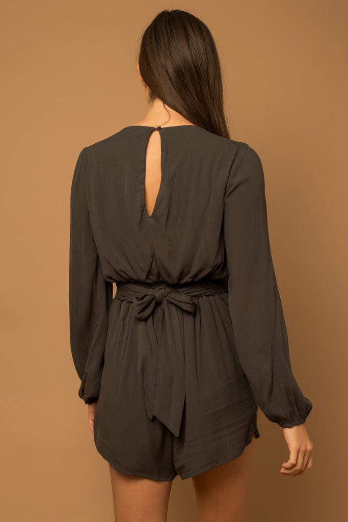 Luz V-Neck Cross Waist Band Back Tie Romper