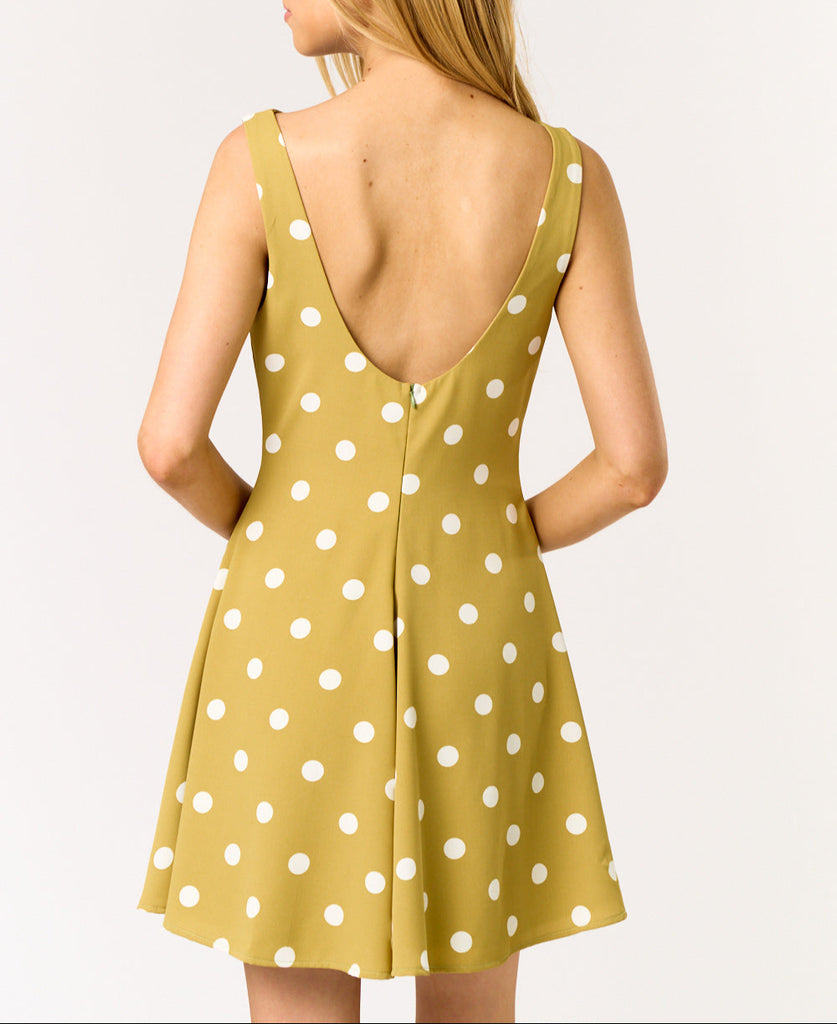 Vintage Charm Open Back Polka Dot Dress