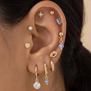 Aquamarine Stud Earrings Set