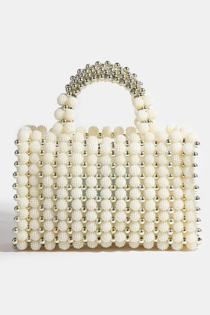 Pearl Pop Metallic Pearl Cluster Beaded Handbag