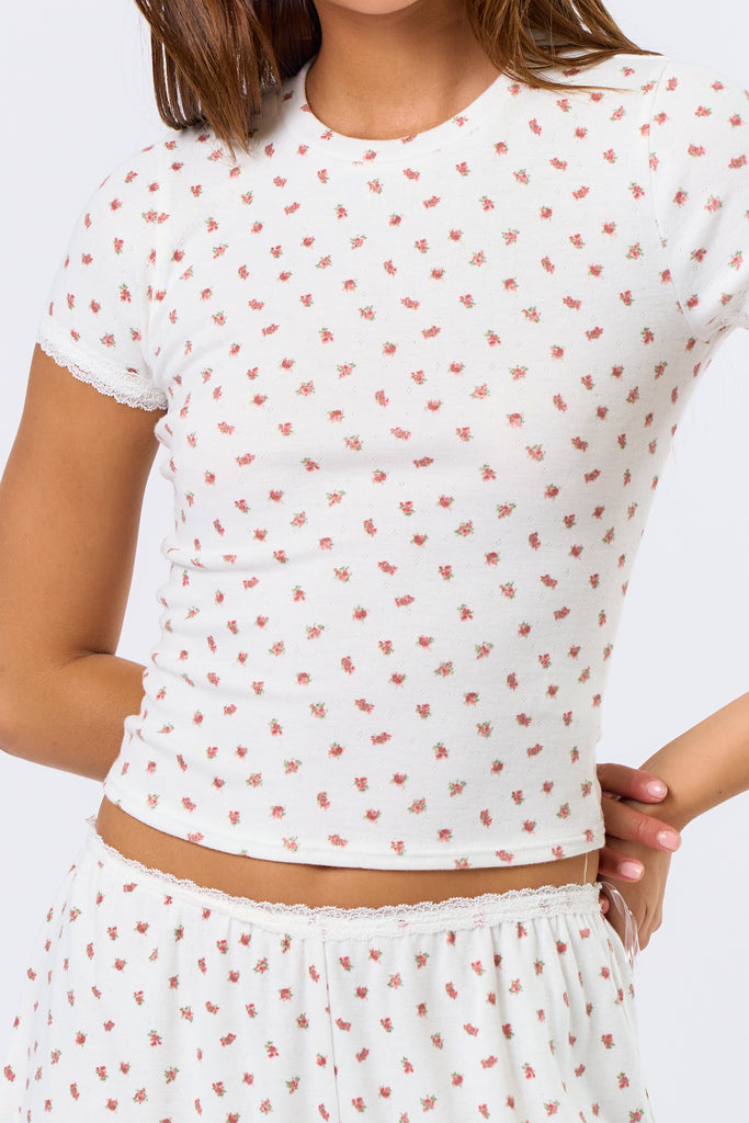 Petal Plush Soft Lace Trim Lounge Set