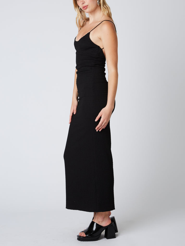 Kat Textured Maxi Dress in Black