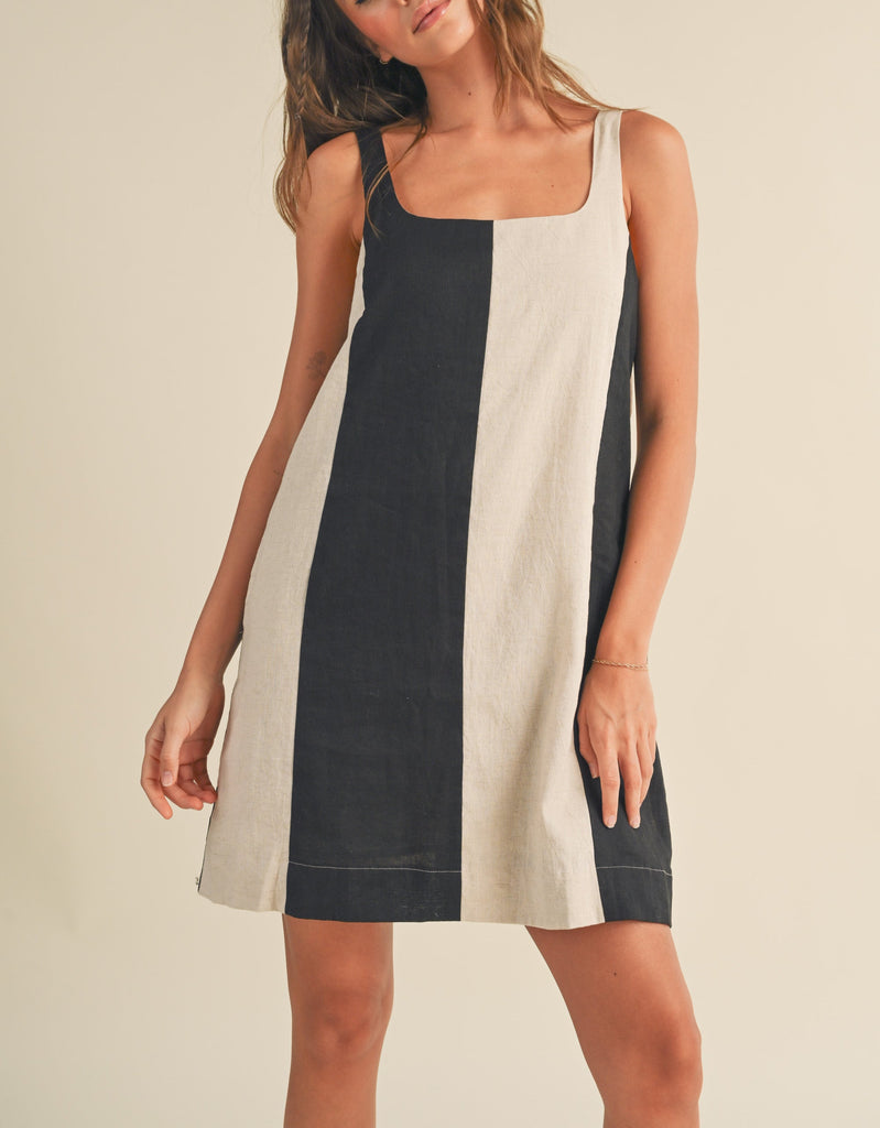 Sweet Escape Color Block Linen Mini Dress (Assorted)