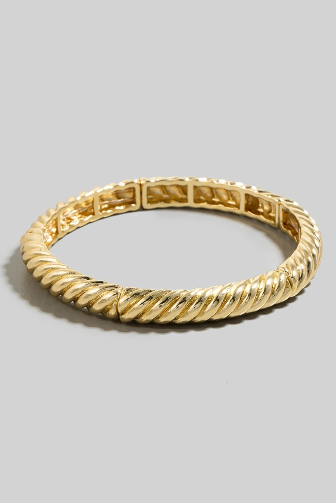 Hammered/Ridged Textured Hinge Bracelet in Gold
