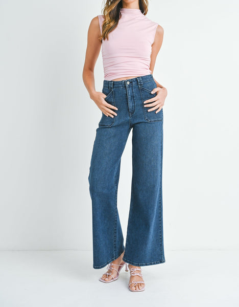 デニム・ジーパン a Ferretti High-Waisted Wide Leg Pants Eco Braided Super High-Rise Wide Leg Jeans デニムパンツ