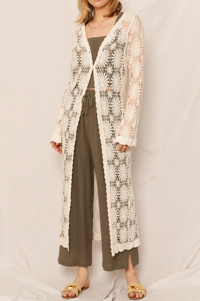 Boho Lace Crochet Maxi Sweater
