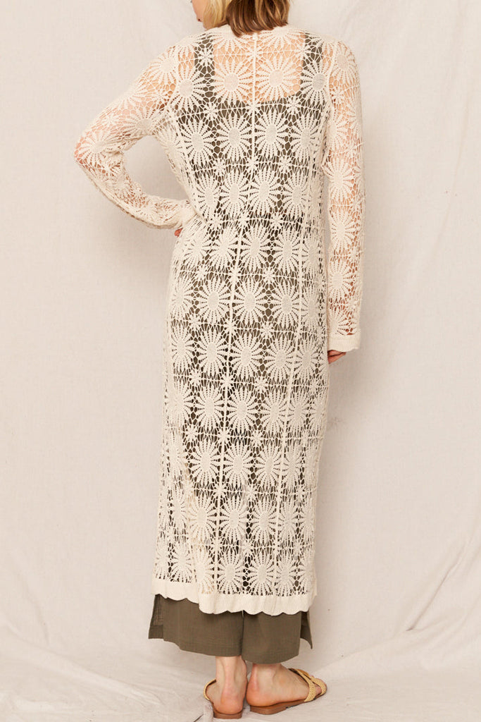Boho Lace Crochet Maxi Sweater