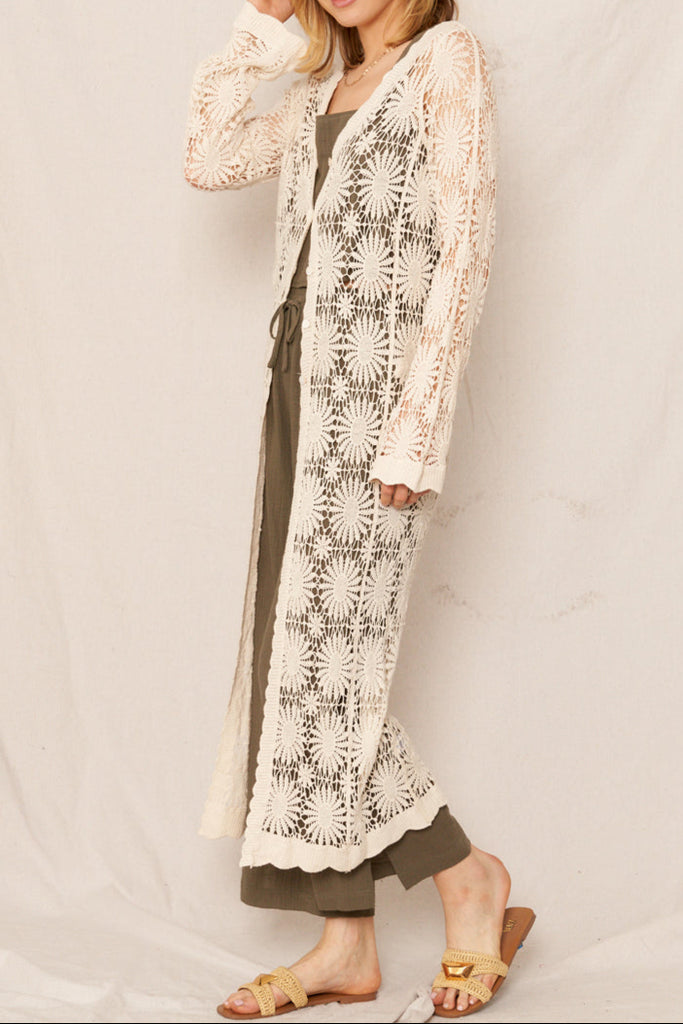 Boho Lace Crochet Maxi Sweater
