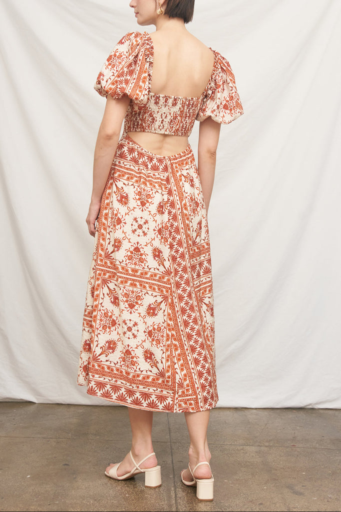 Toffee Bloom Smocked Back Dress