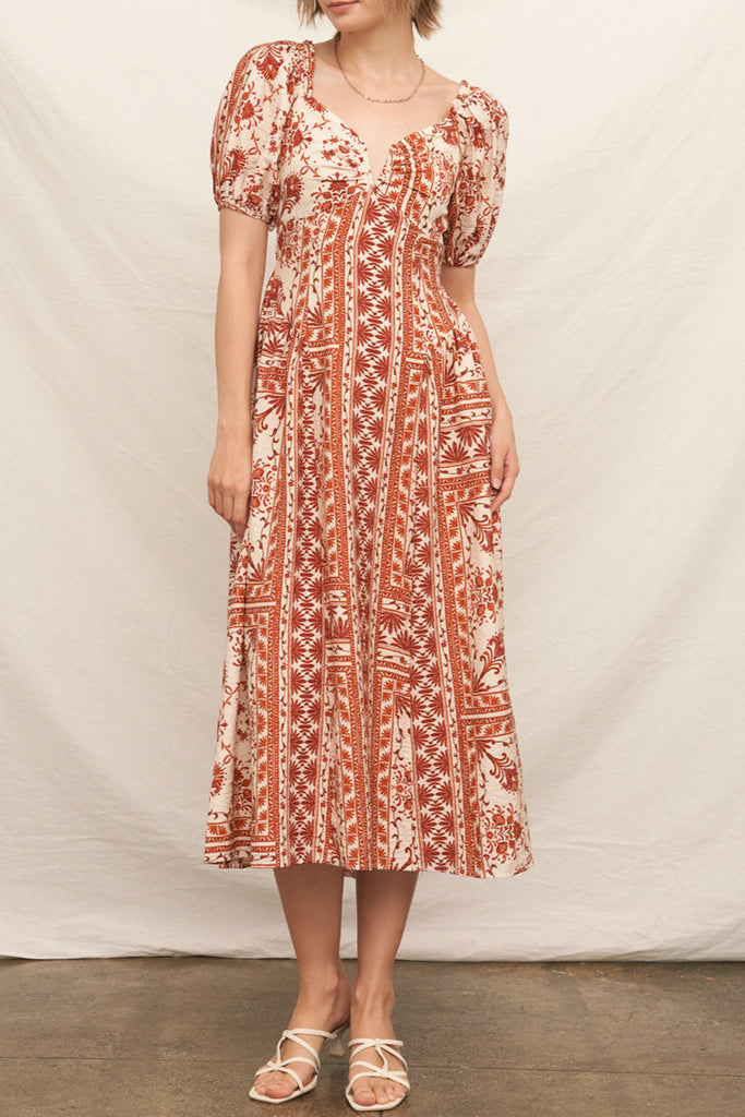 Toffee Bloom Smocked Back Dress