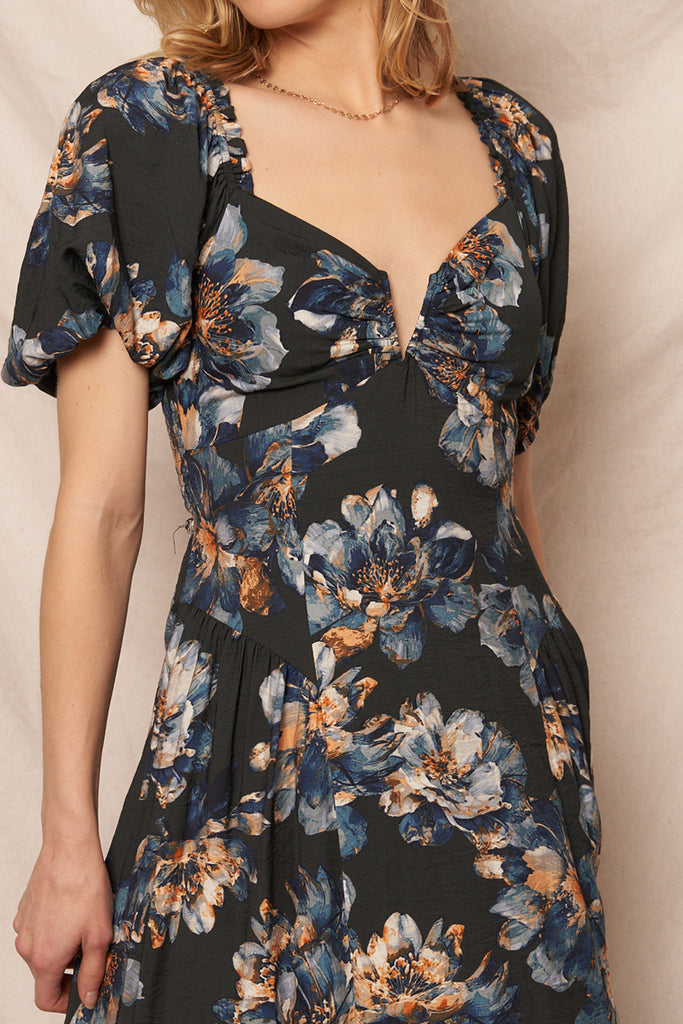 Nocturne Flora Puff Sleeve Dress