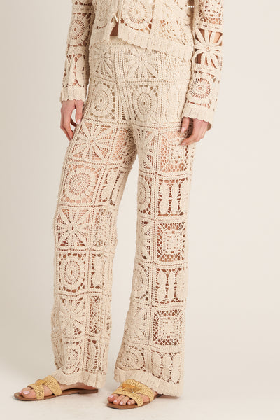Sandy Flower Knitted Crochet Pants in Beige – Shop at Goldie's