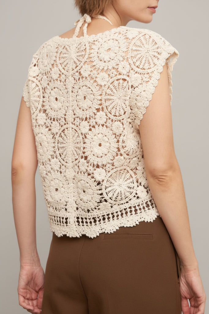 Luna Crochet Lace V-Neck Top