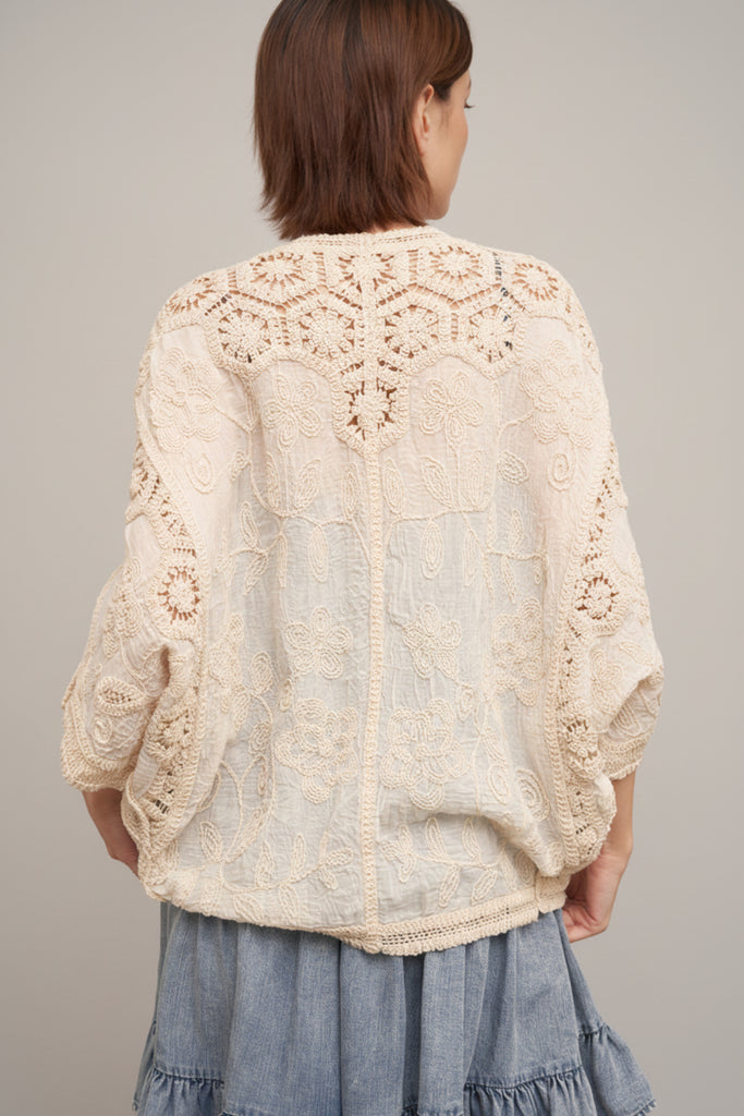 Boho Lace Button Cardigan