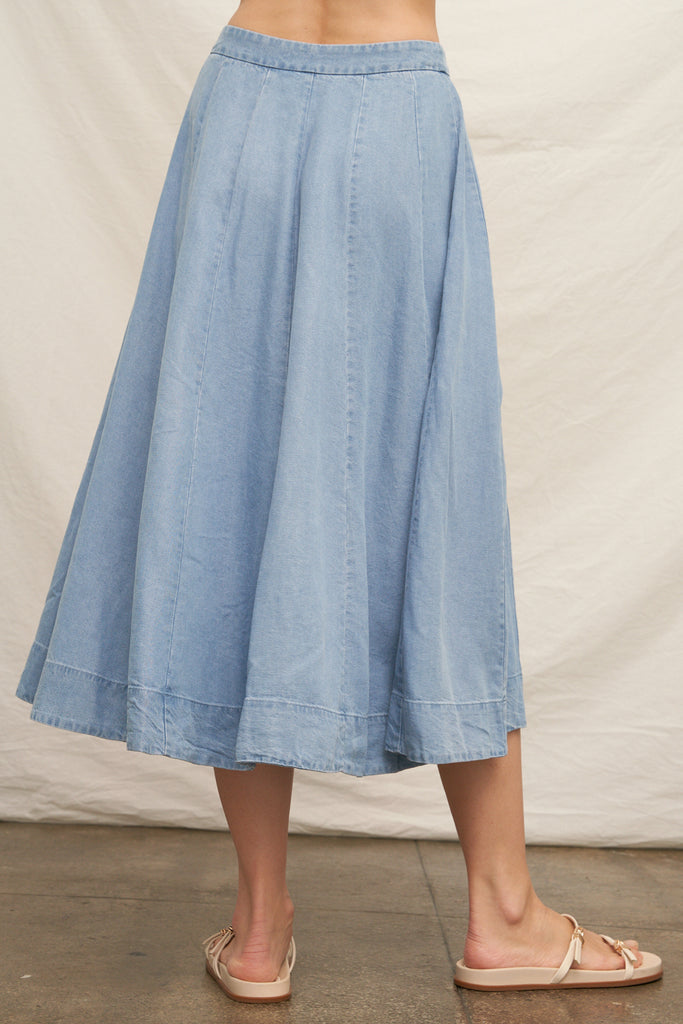 Denim Groove Midi Skirt