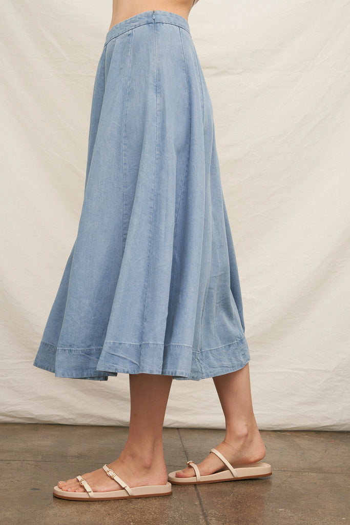 Denim Groove Midi Skirt