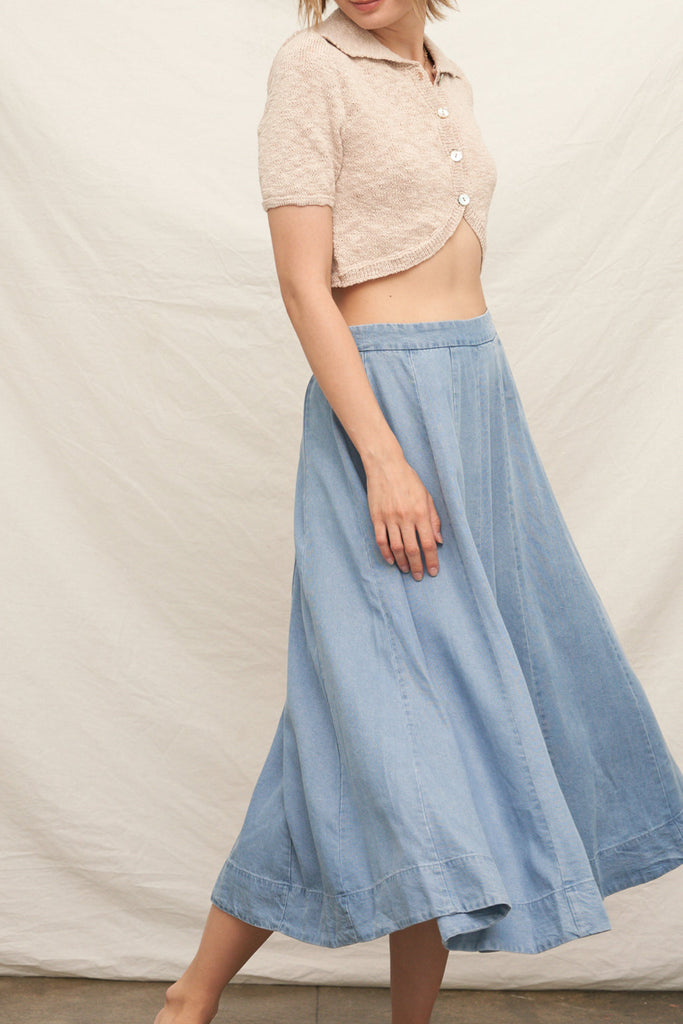 Denim Groove Midi Skirt