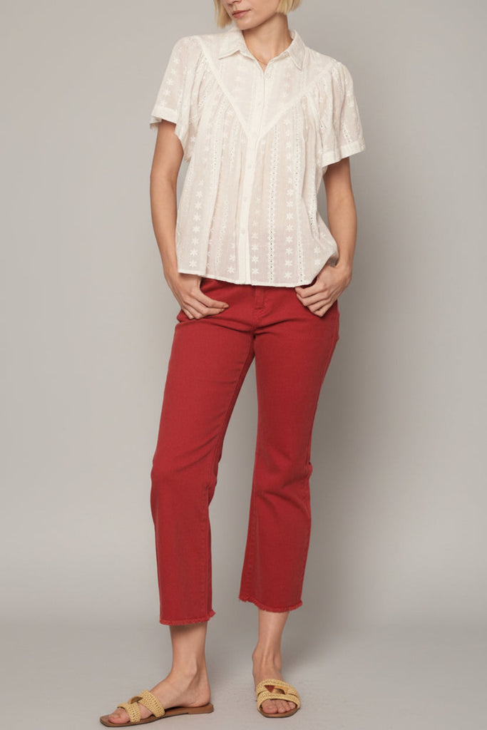 Sunny Side Eyelet Button-Down