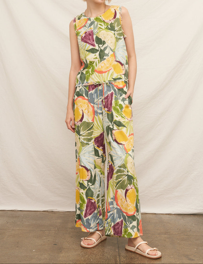 Tropical Pop Button Detail Sleeveless Top