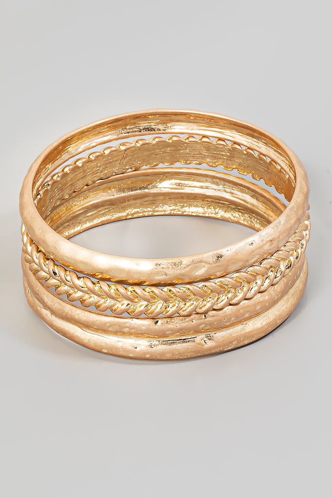 Aphrodite's Multi Textured Bangle Set in Gold