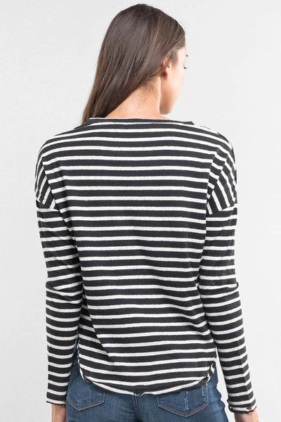 In Distress Striped Distressed Hem Tee