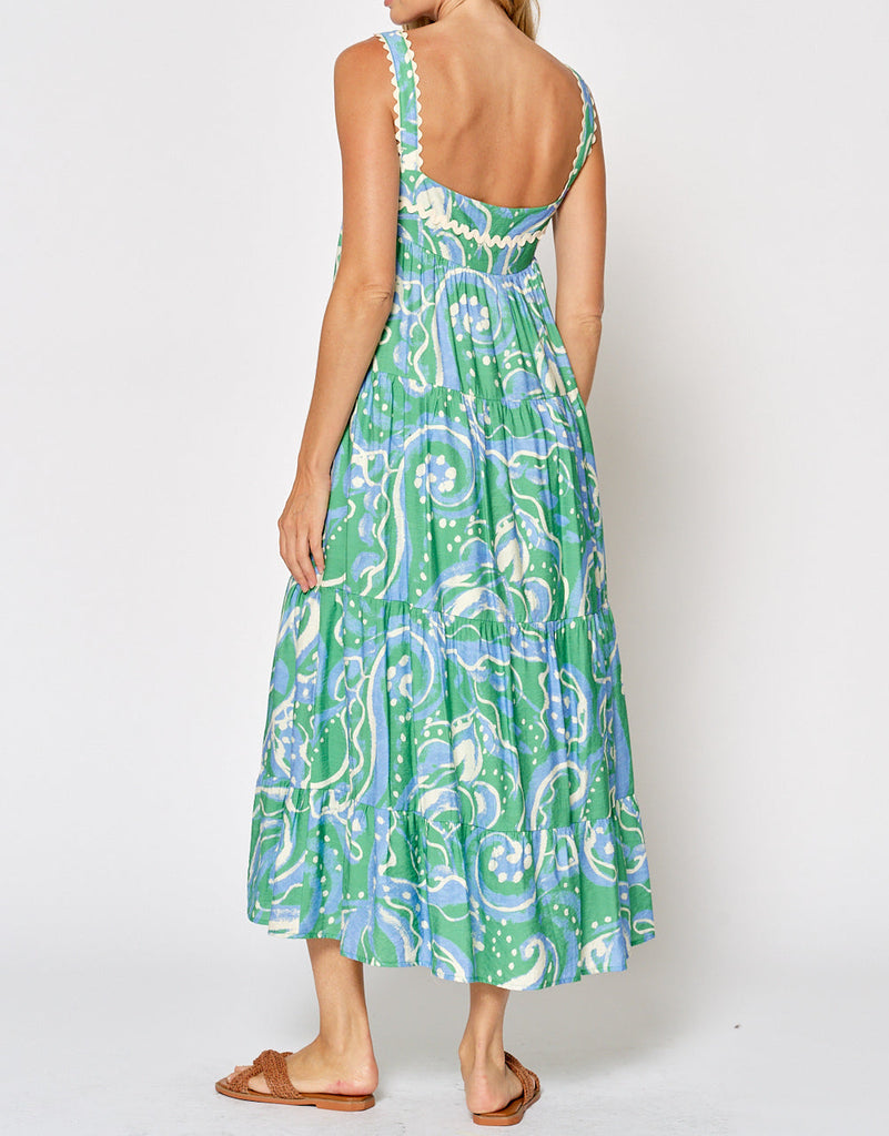 Botanical Affair Sleeveless Printed Maxi Dress