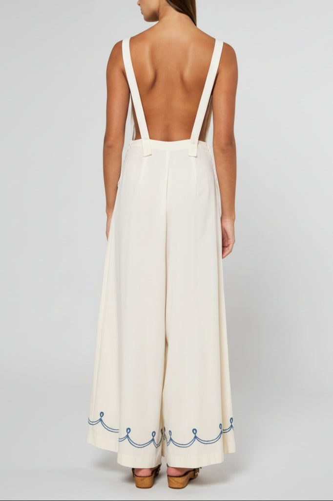 Marina Embroidered Wide-Leg Jumpsuit