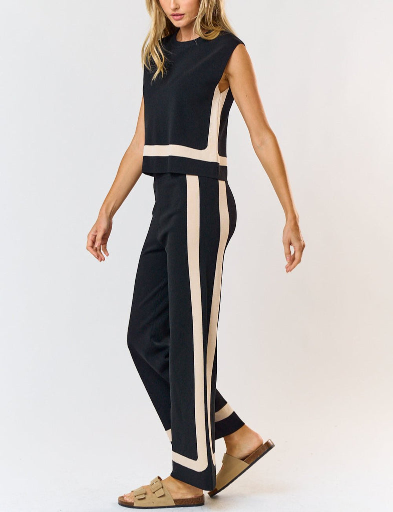 Oats & Honey Color-Block Wide Leg Business Set