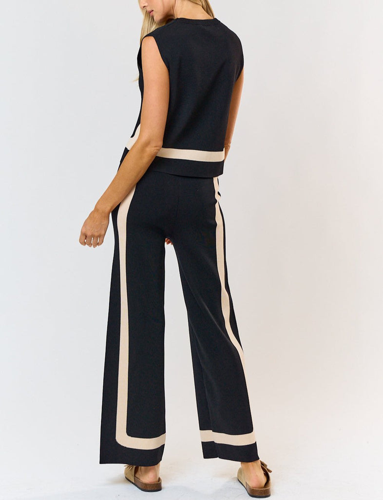 Oats & Honey Color-Block Wide Leg Business Set