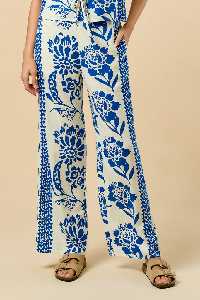 Floral Tides Tie Top and Pant Set