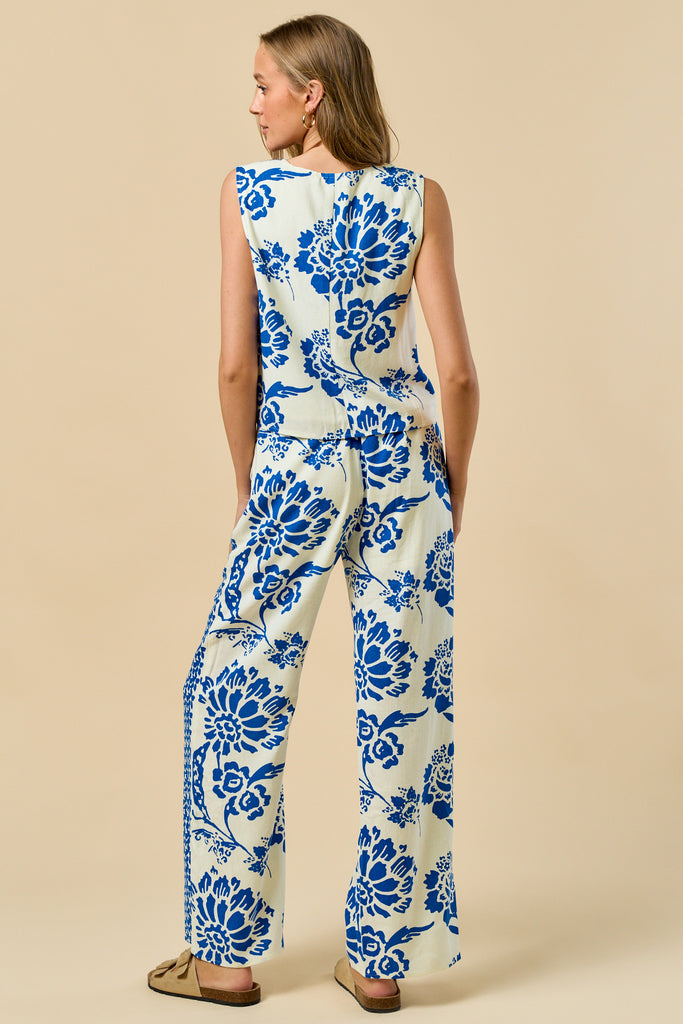Floral Tides Tie Top and Pant Set