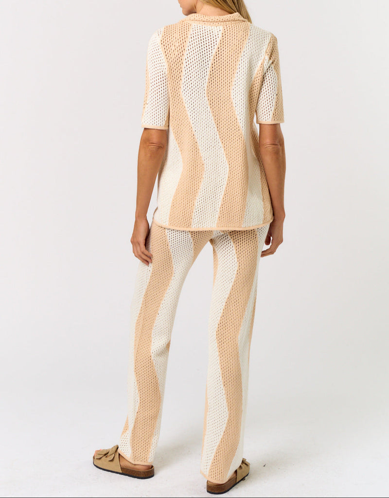 Beachcomber Button Down and Drawstring Pant Crochet Set