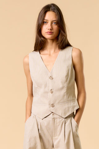 Coastal Stride Vest and Wrap Midi Skirt Two-Piece Set