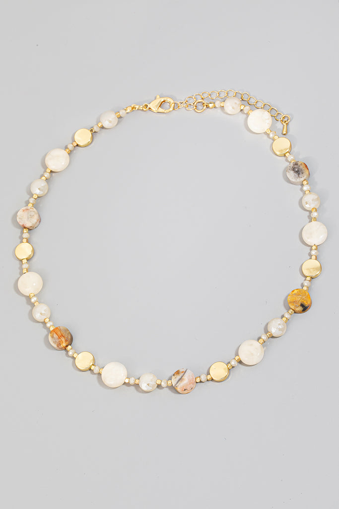 Jaded Multicolor Stone Choker Necklace in Gold