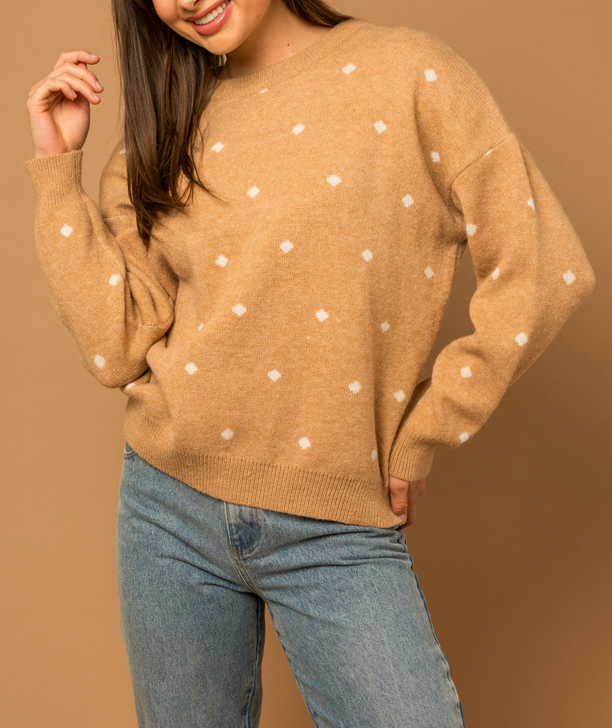 Dot-to-Dot Darling Sweater in Beige