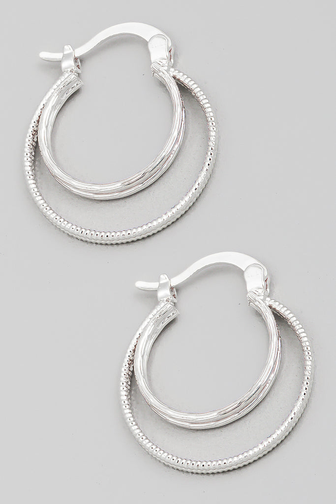 Hoop Earrings with Double Row in Gold/Silver
