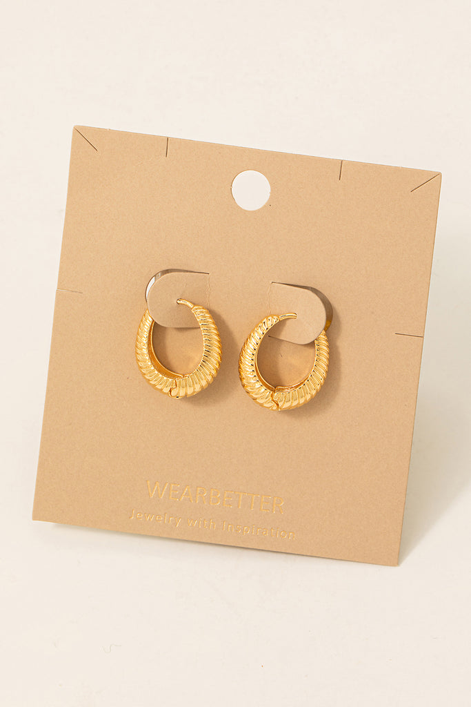 14k Small Gold Dipped Hinge Textured Hoop