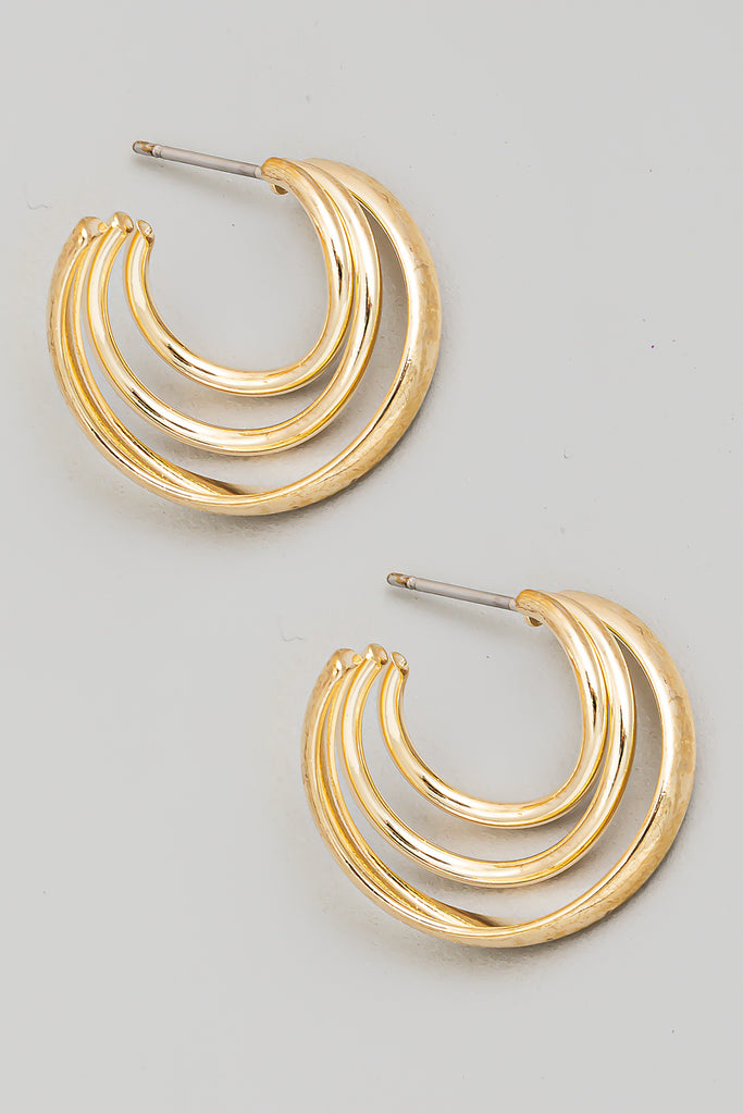 Curved Wave Stud Earrings (Gold/Silver)